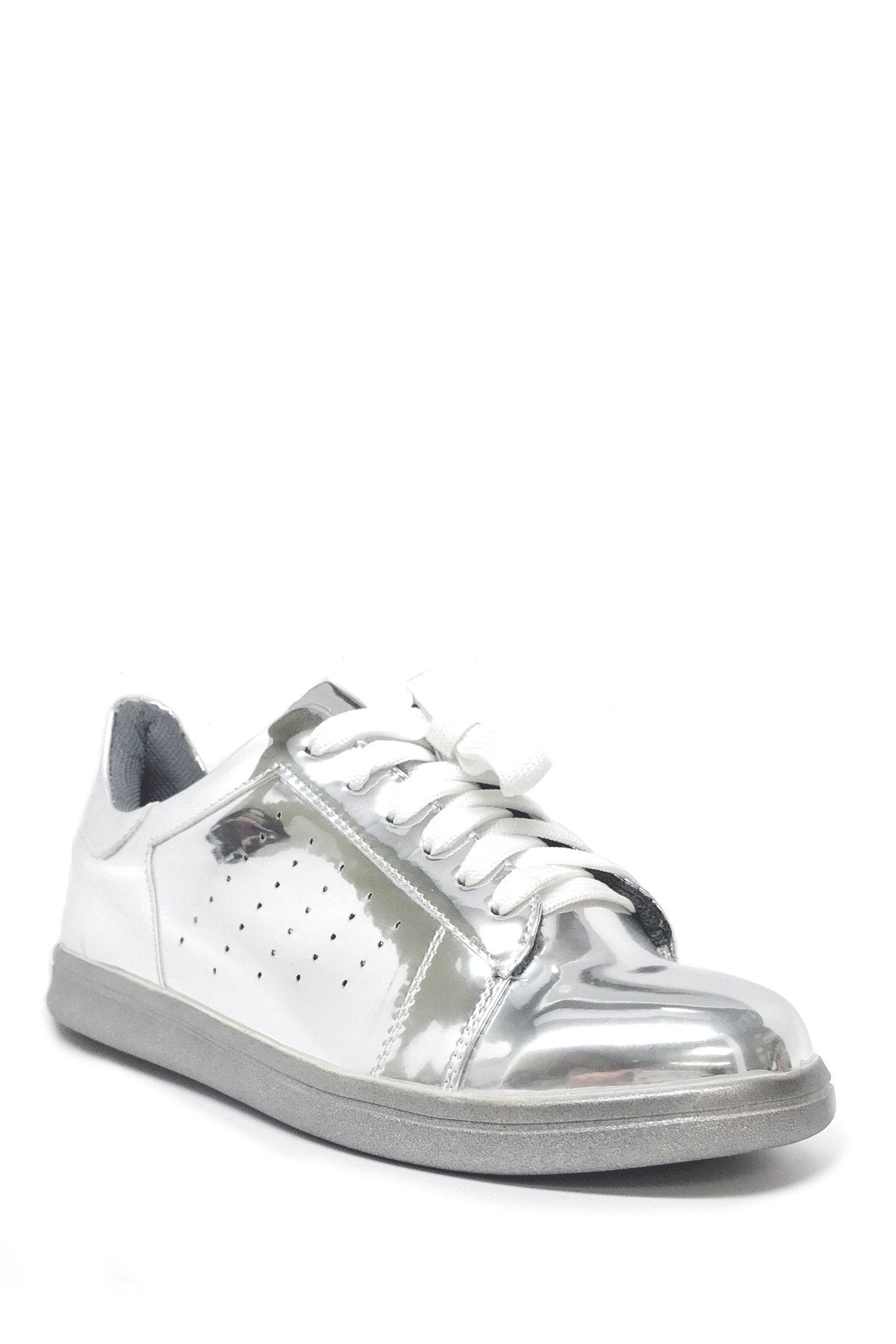 Women Metallic Mirror Sneakers with Comfort Padding - Stylish & Trendy Casual Shoes