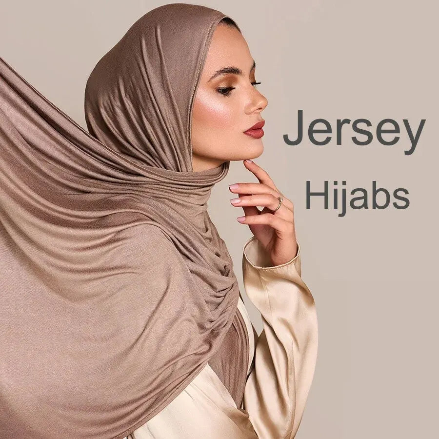 Modal Cotton Jersey Hijab Scarf - Soft Long Muslim Shawl and Turban Wrap for Women, 170x60cm