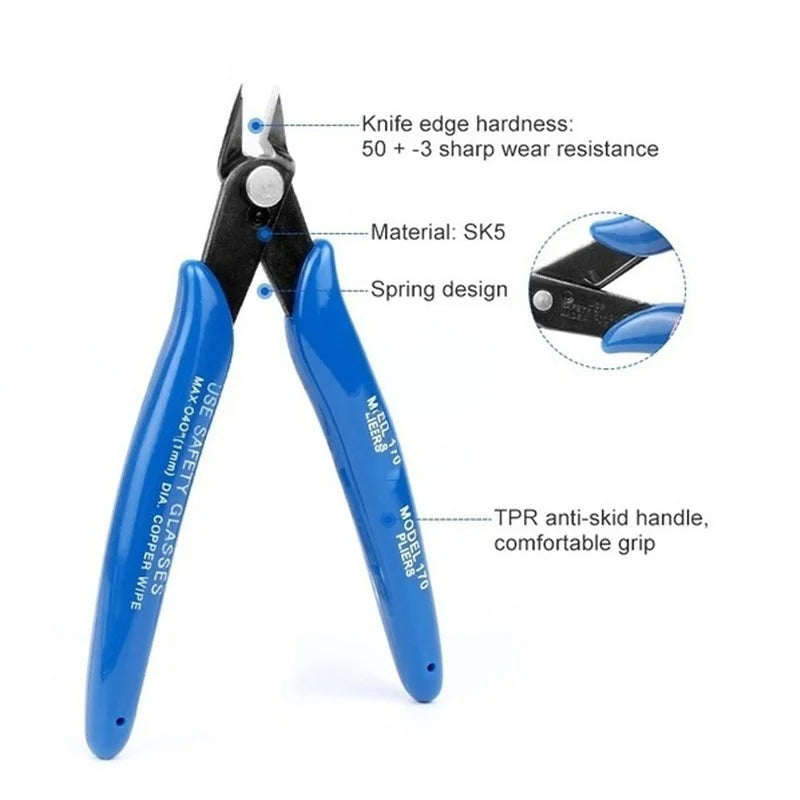 Diagonal Carbon Steel Wire Cutters - Side Snips & Flush Pliers