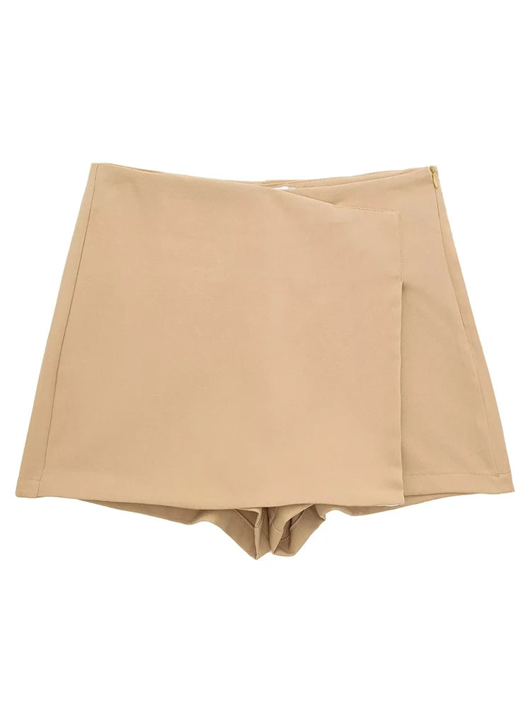 Willshela Women's Asymmetrical High-Waisted Shorts with Side Zipper - Chic and Vintage Style