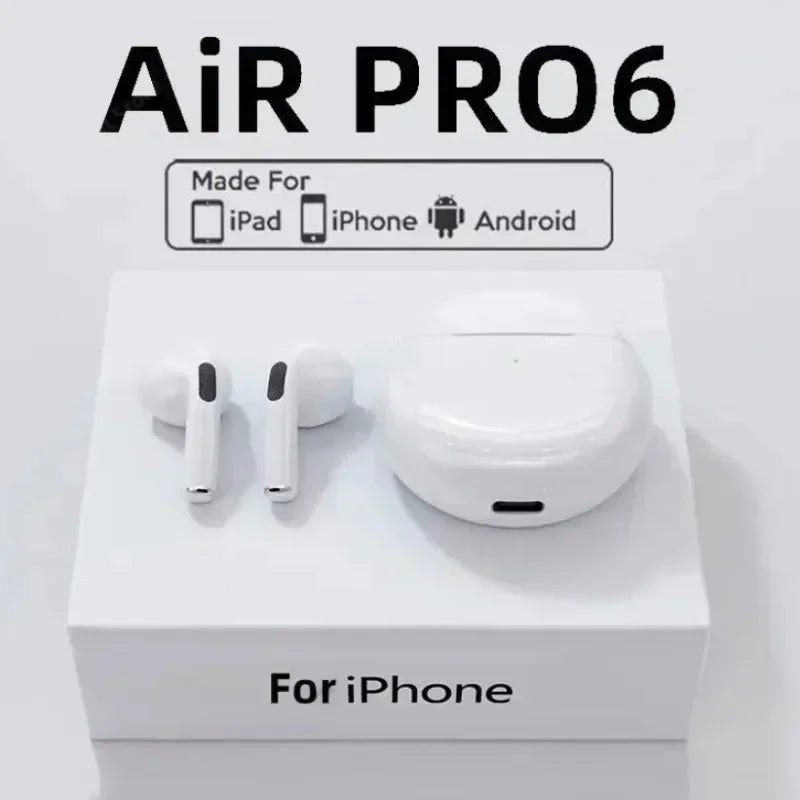 Pro6 Bluetooth Wireless Earbuds - Waterproof Stereo Earphones with Mic for iPhone, Samsung, and Xiaomi