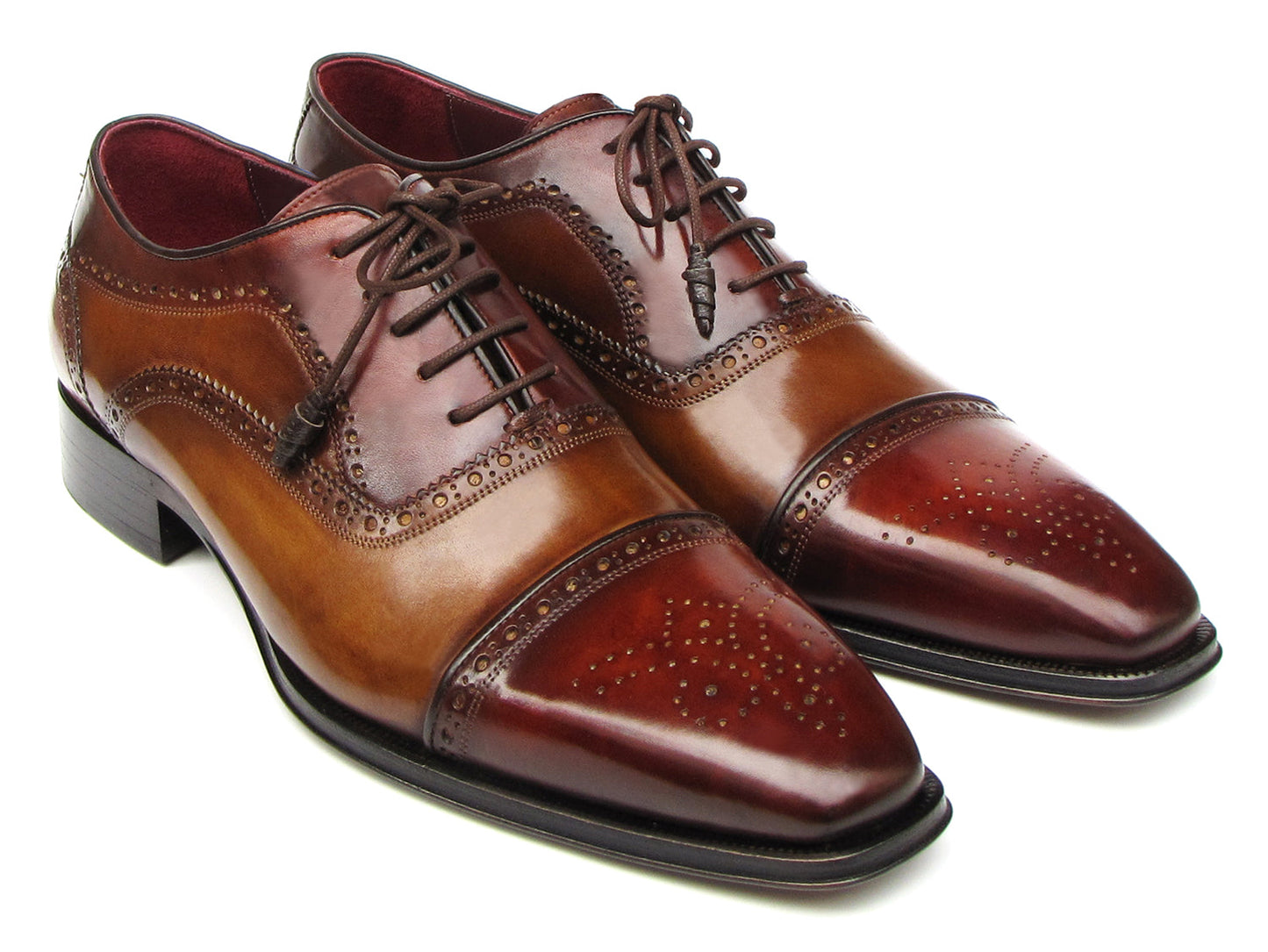 Paul Parkman Captoe Oxfords Camel, Red (ID#024-CML-BRD)