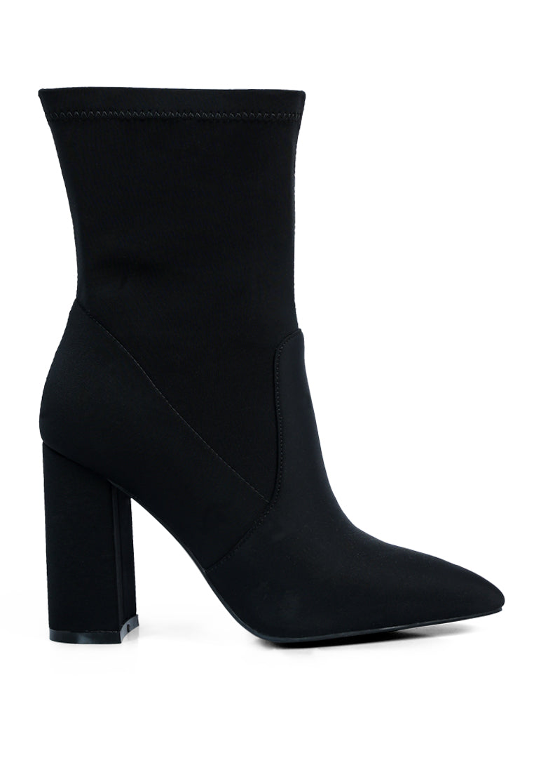 Ankle Lycra Block Heeled Boots