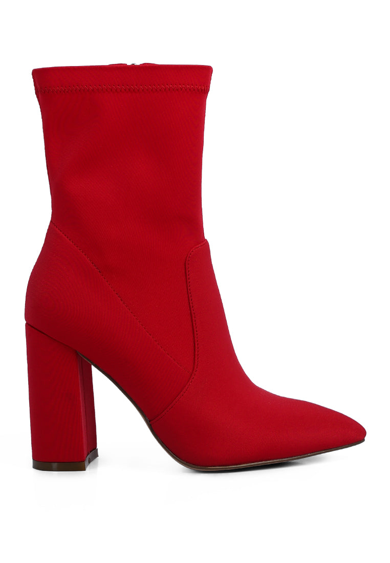 Ankle Lycra Block Heeled Boots