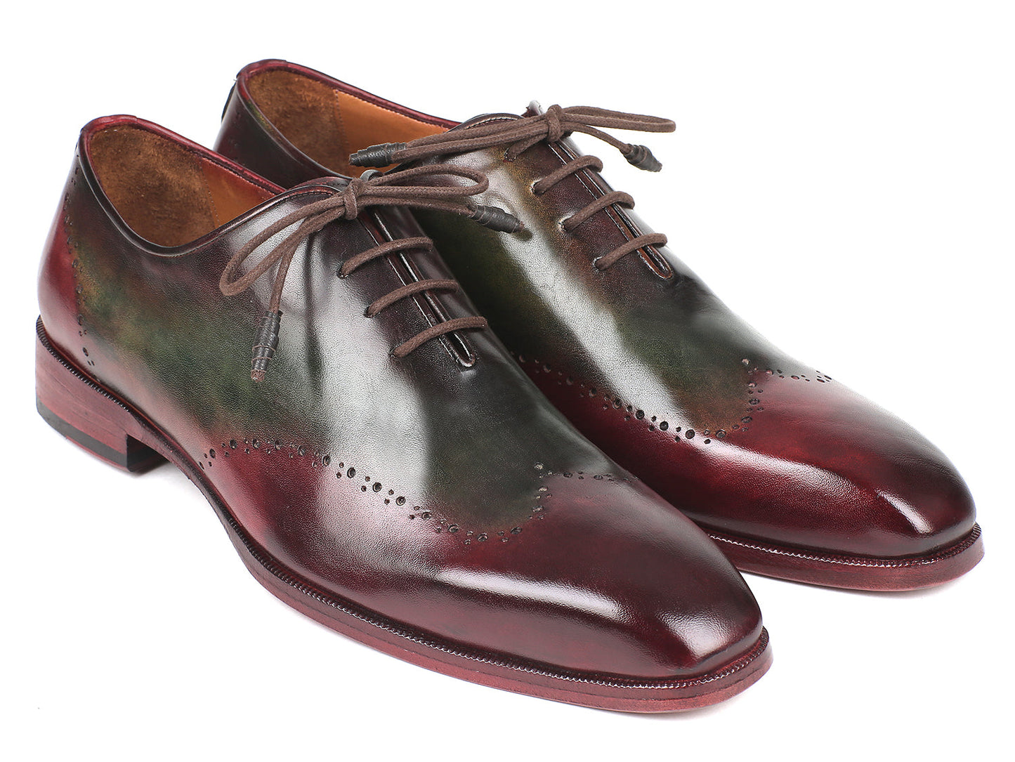 Paul Parkman Bordeaux & Green Wingtip Oxfords (ID#097YL63)