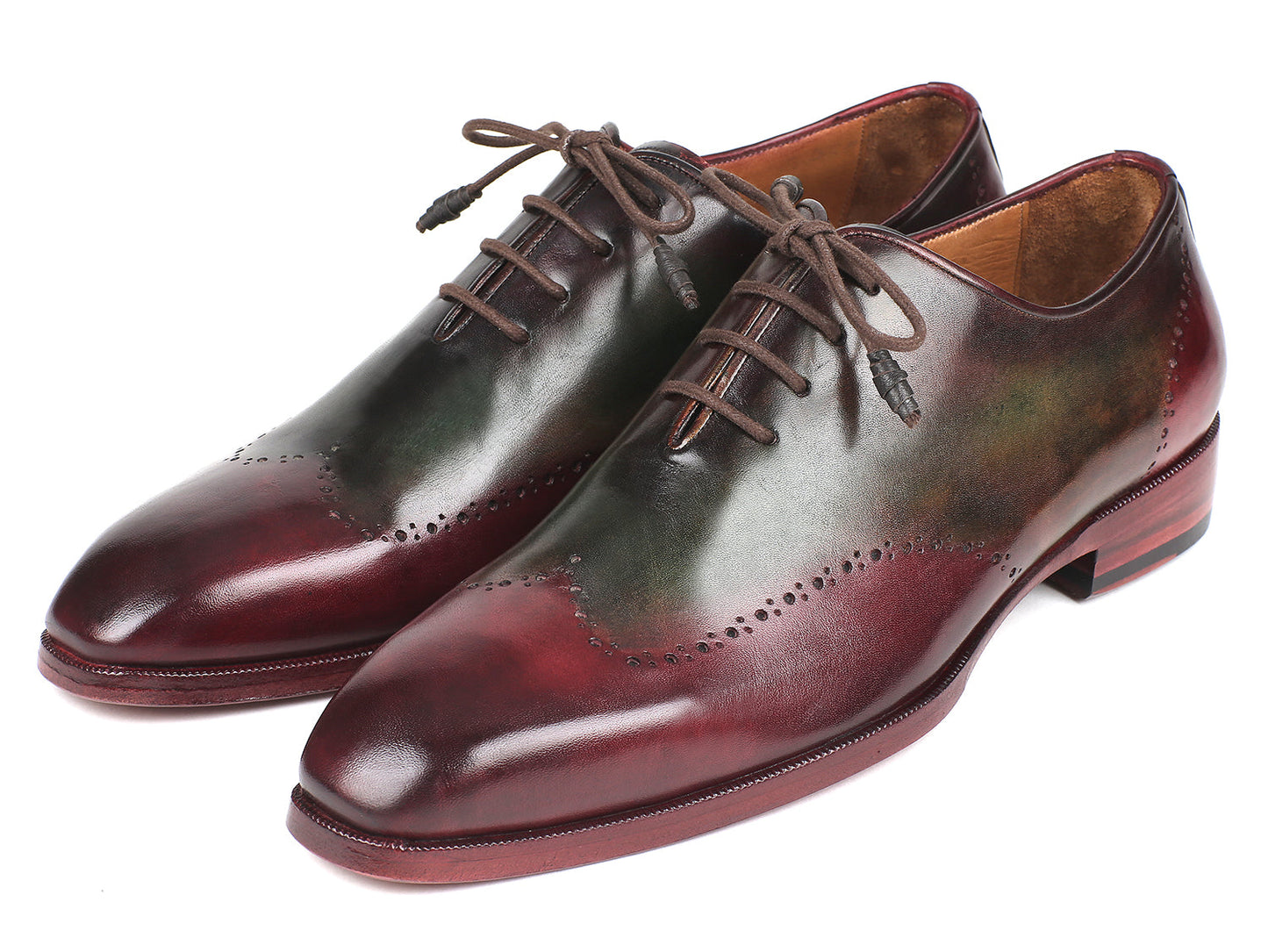 Paul Parkman Bordeaux & Green Wingtip Oxfords (ID#097YL63)