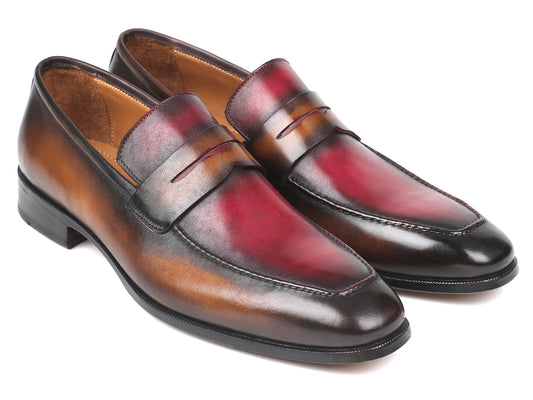 Paul Parkman Brown & Bordeaux Dual Tone Loafers for Men (ID#10BB22)