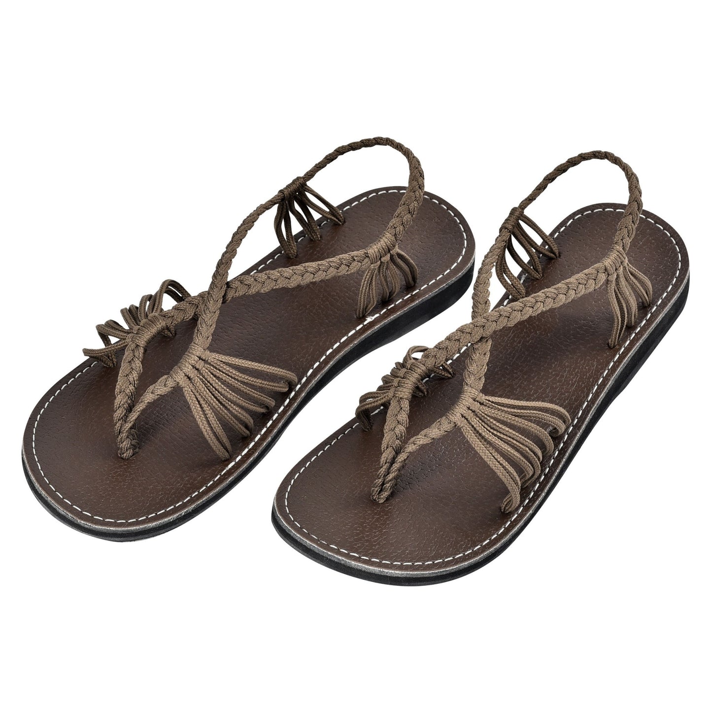 Handwoven Rope Flat Sandals for Women - Airy Taupe