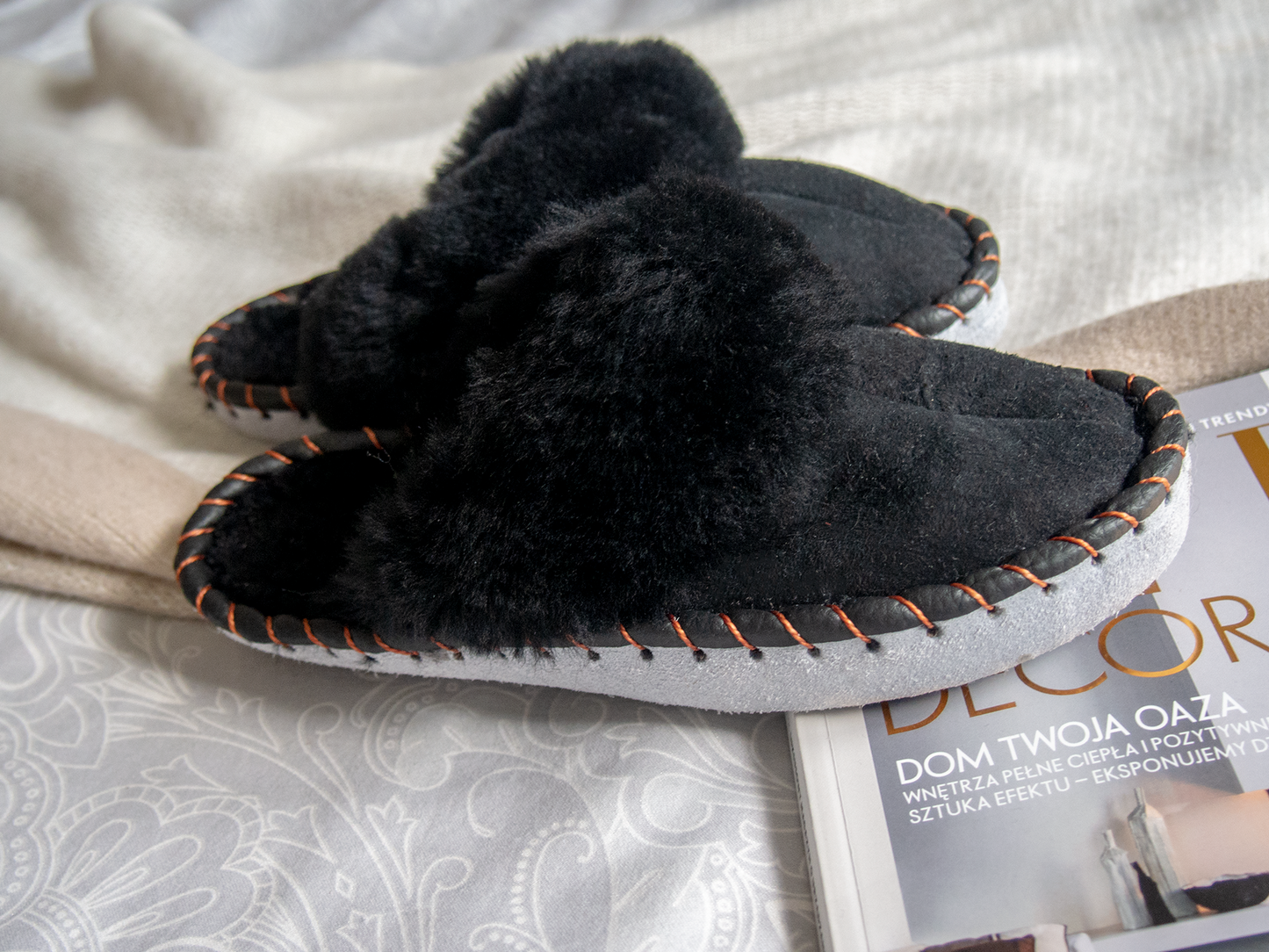 Black Shearling Sheepskin Mules