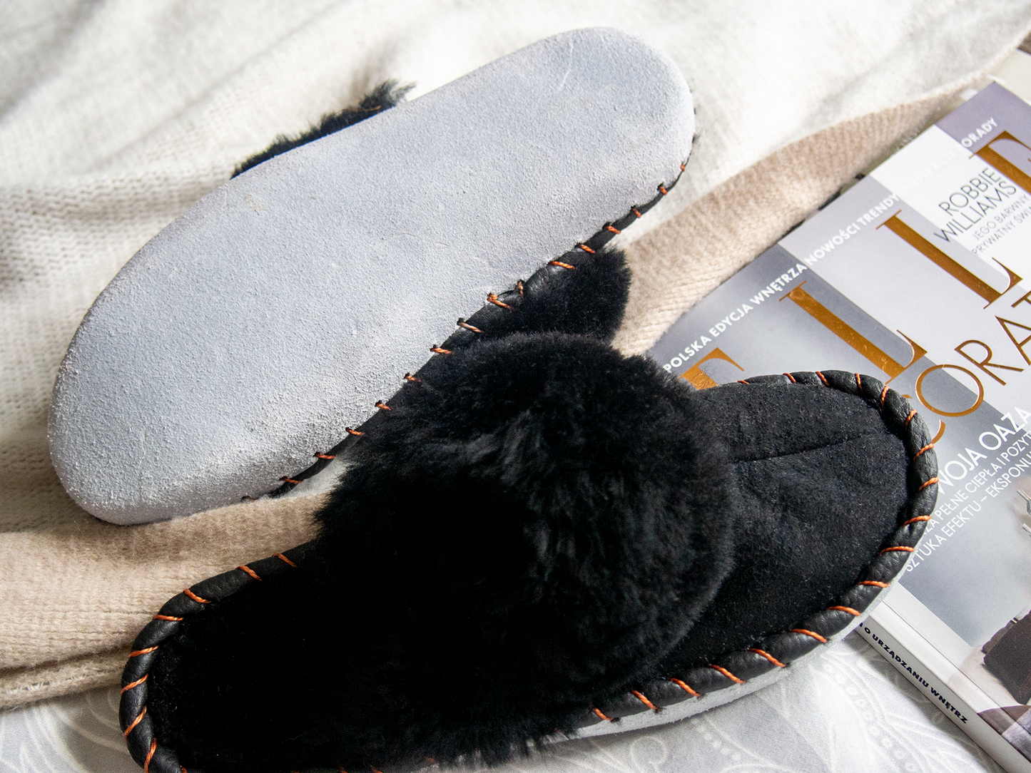 Black Shearling Sheepskin Mules