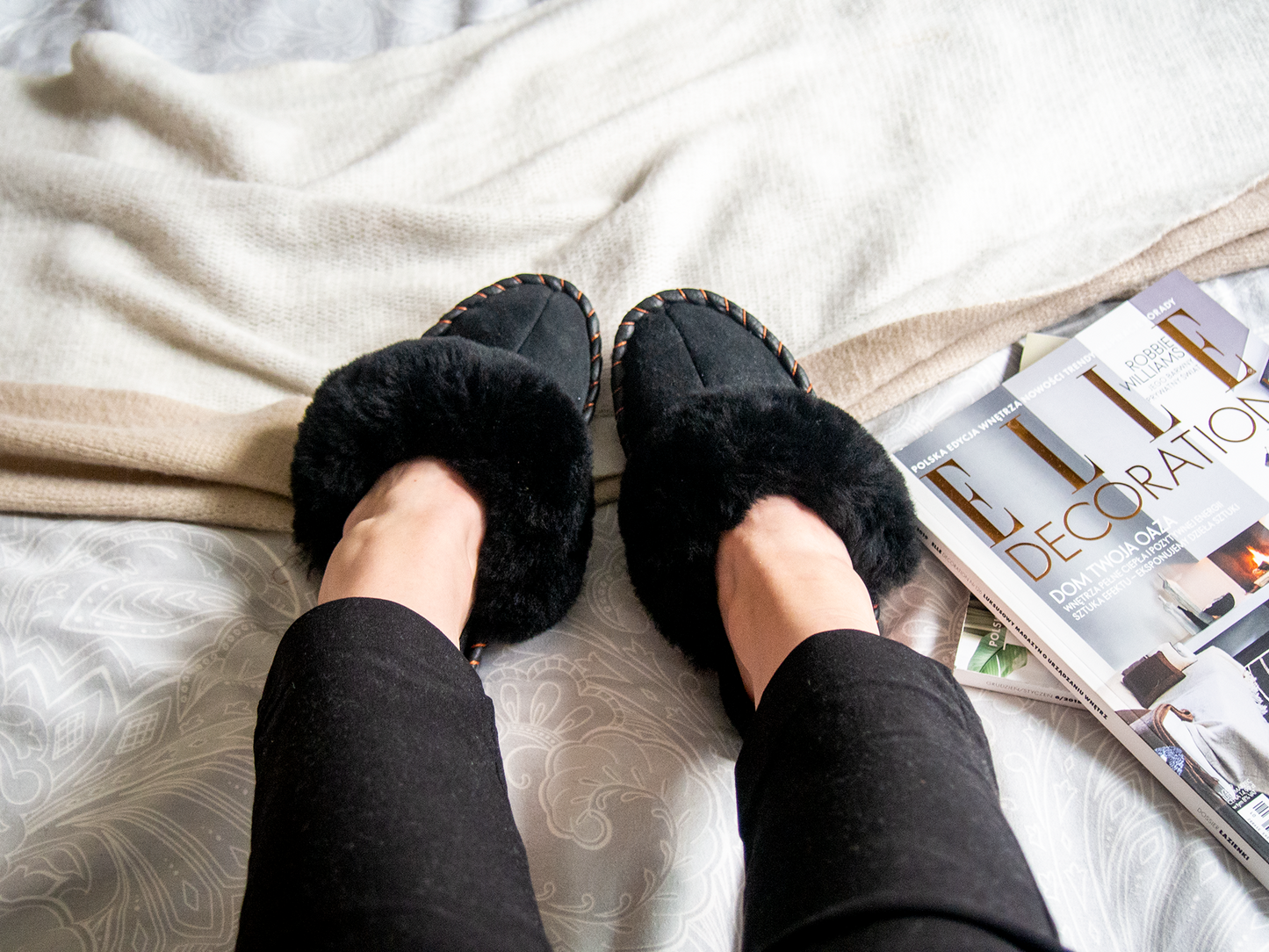 Black Shearling Sheepskin Mules