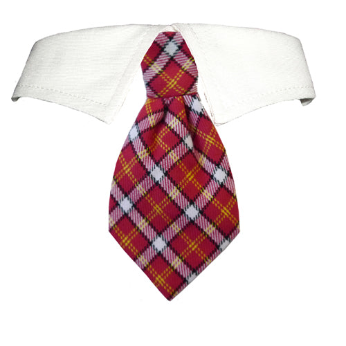 Classic Red Necktie with Detachable Collar - 100% Cotton, XXL (18â€ Neck Size