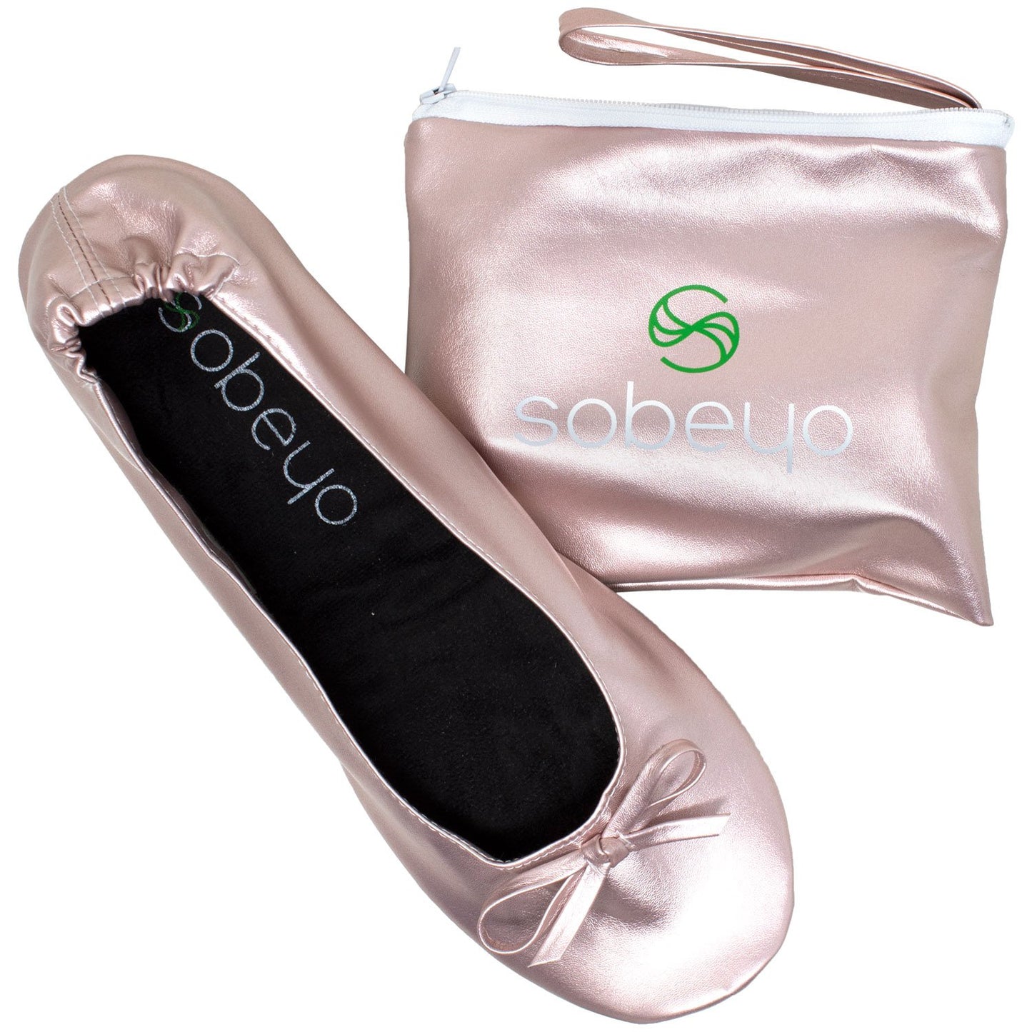 Foldable Ballet Flats Women's Travel Portable Comfortable Shoes Gold