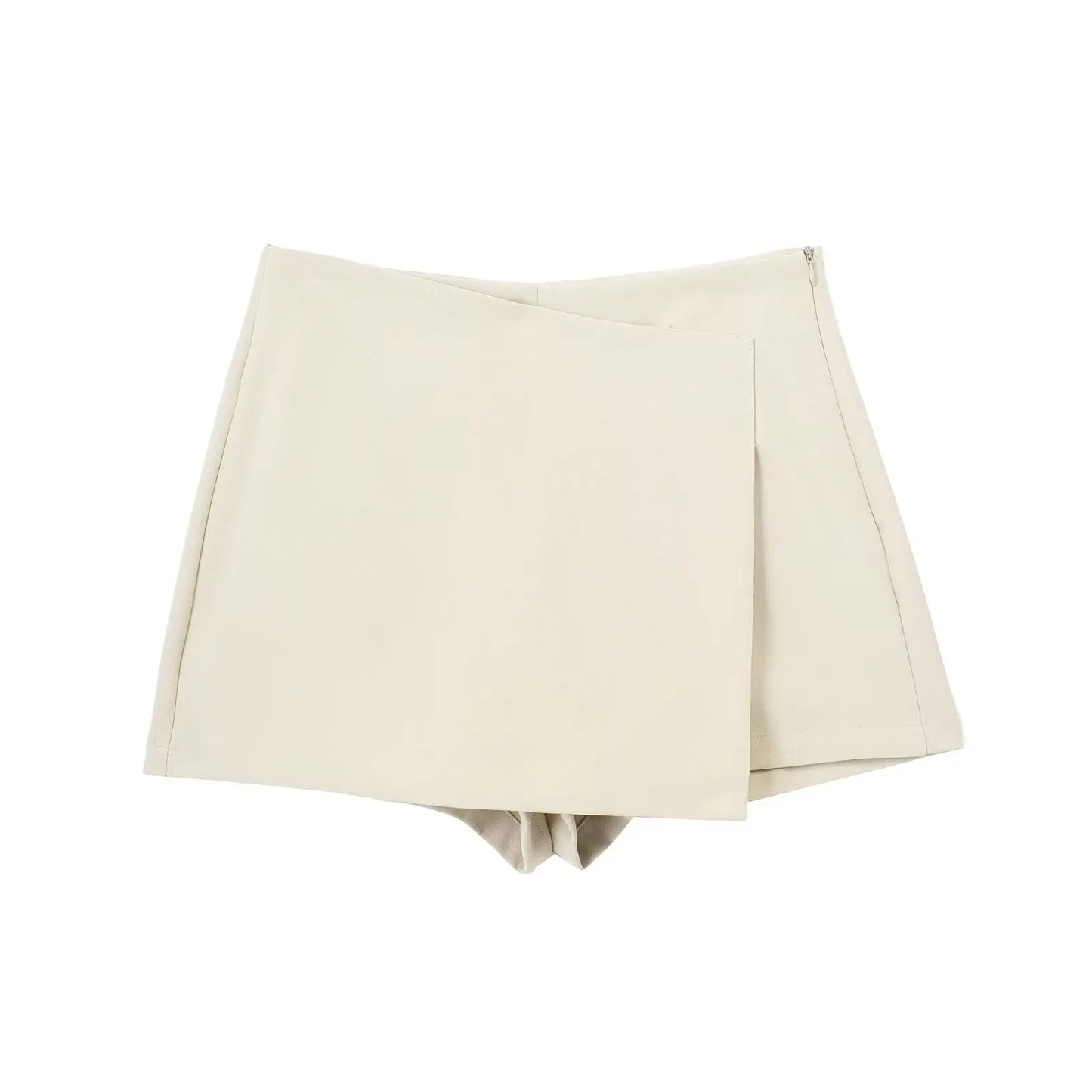 Willshela Women's Asymmetrical High-Waisted Shorts with Side Zipper - Chic and Vintage Style