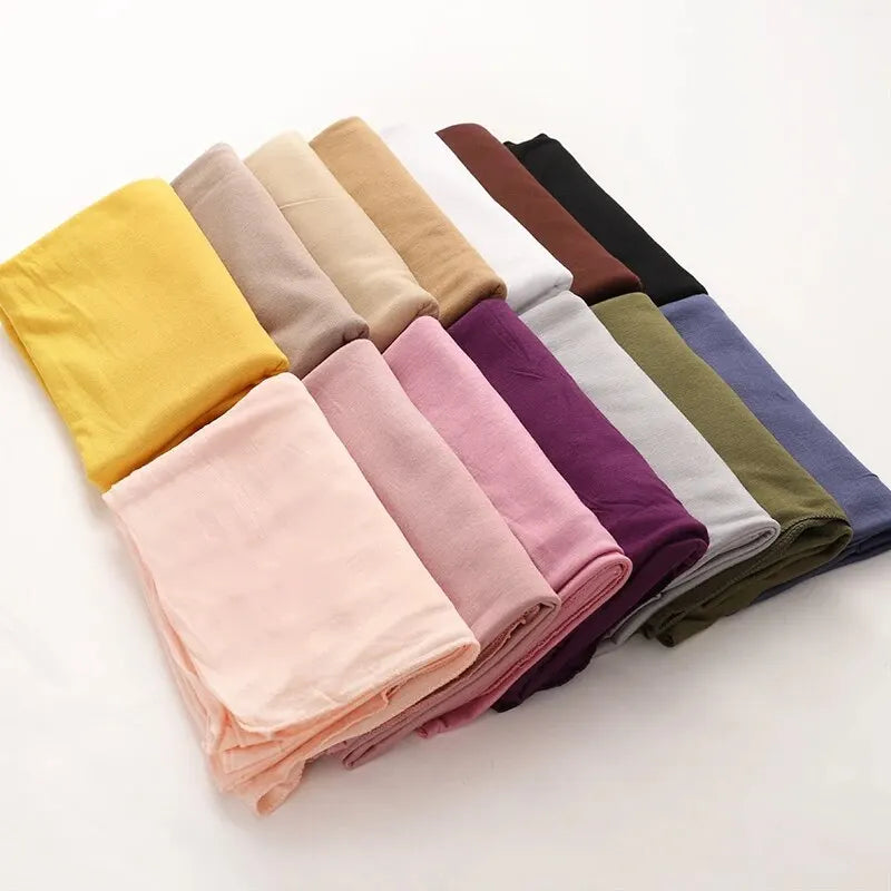 Modal Cotton Jersey Hijab Scarf - Soft Long Muslim Shawl and Turban Wrap for Women, 170x60cm