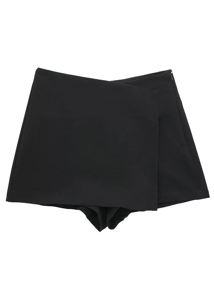 Willshela Women's Asymmetrical High-Waisted Shorts with Side Zipper - Chic and Vintage Style